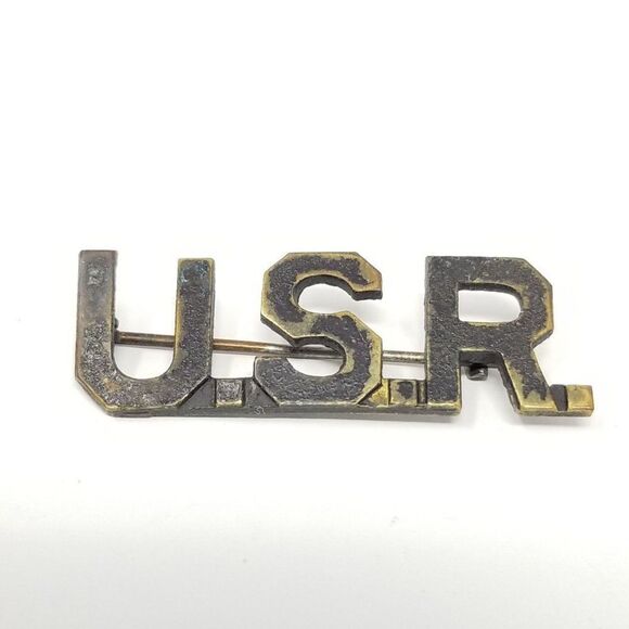 Vintage U.S.R. Silver Tone Lapel Pin, Tarnished, Brooch, Estate, Military - Picture 5 of 5